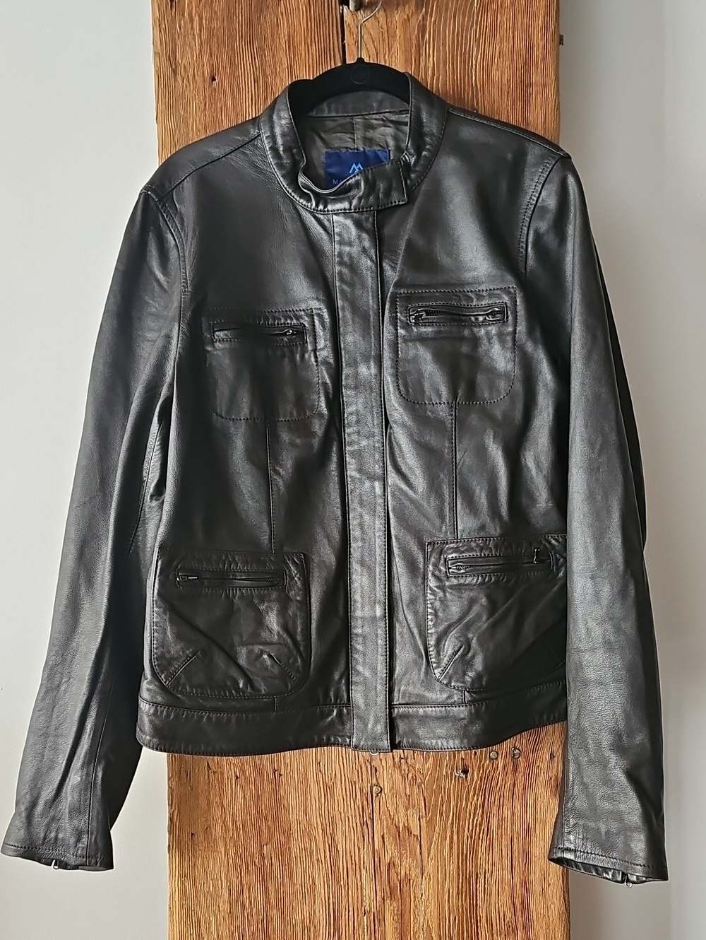 Women's Sz XL Vintage Martin & Osa Dark Brown Leather Moto Jacket